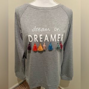 Peach Love Dream on Dreamer Sweatshirt with tassels